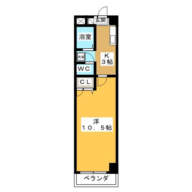 POPOLARE(1K/4階)の間取り写真