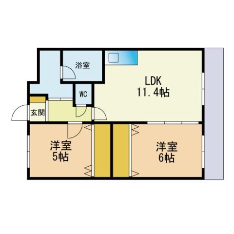ヴィラ・クオーレⅡ(2LDK/2階)の間取り写真