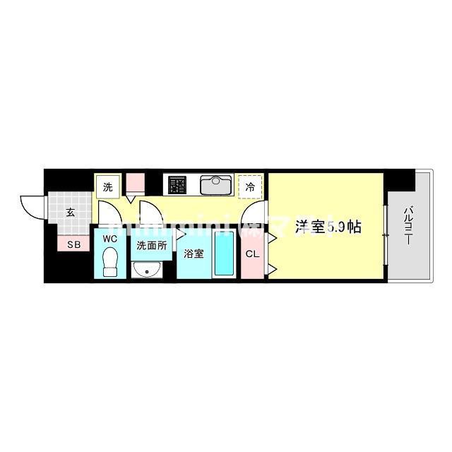 ジオエント福島野田レジデンス(1K/6階)の間取り写真