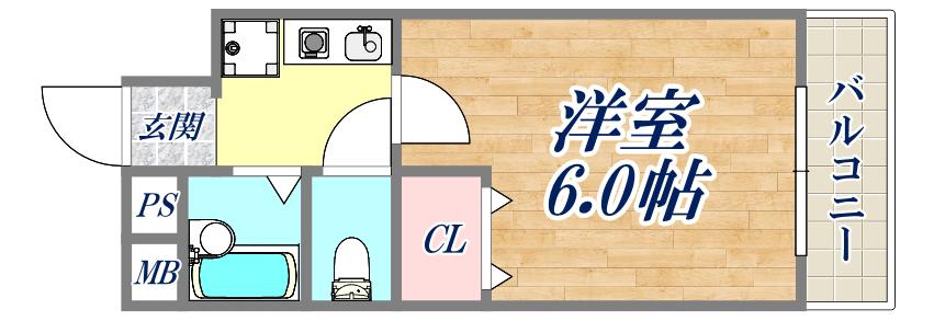 阪神本線 武庫川駅 徒歩18分 3階建 築30年(1K/3階)の間取り写真