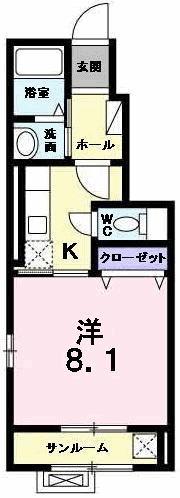 グランドホープ参番館(1K/1階)の間取り写真