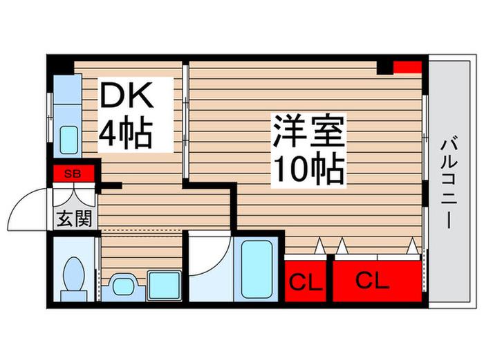 第1山田ビル(1DK/3階)の間取り写真