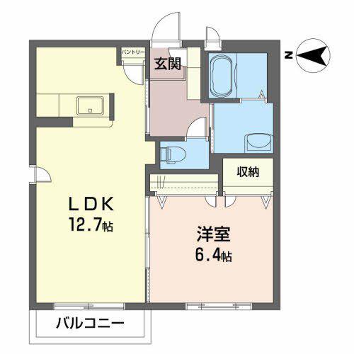 プロムナード南ケ丘(1LDK/1階)の間取り写真