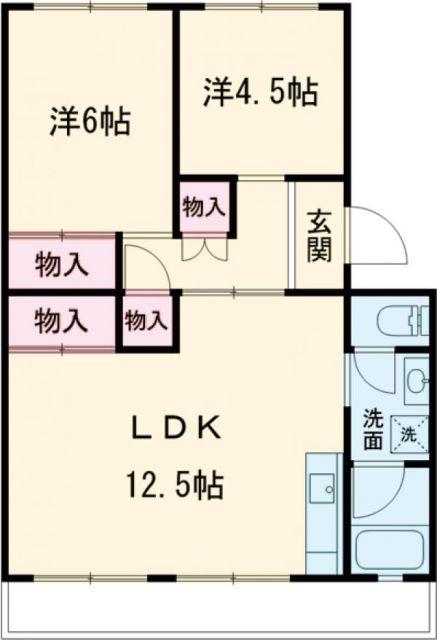 豊橋鉄道東田本線 井原駅(愛知) 徒歩38分 3階建 築51年(2LDK/2階)の間取り写真