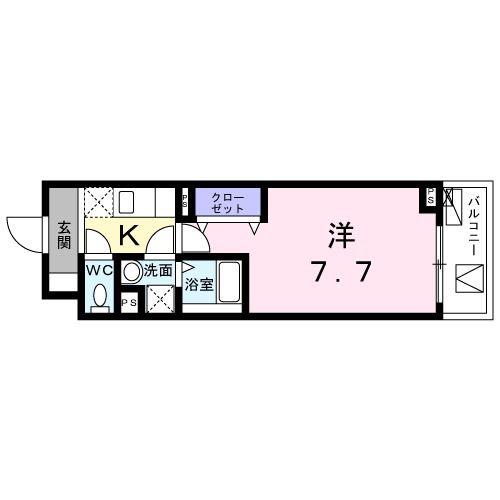 ウエスト シックス(1K/3階)の間取り写真