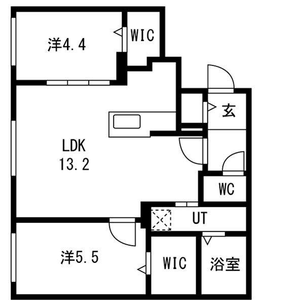 LUKKA栄通(2LDK/1階)の間取り写真