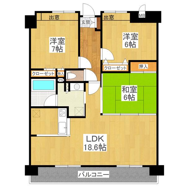 ポレスターセントラルシティ桜(2SLDK/2階)の間取り写真
