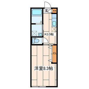 レイブリック21(1K/1階)の間取り写真