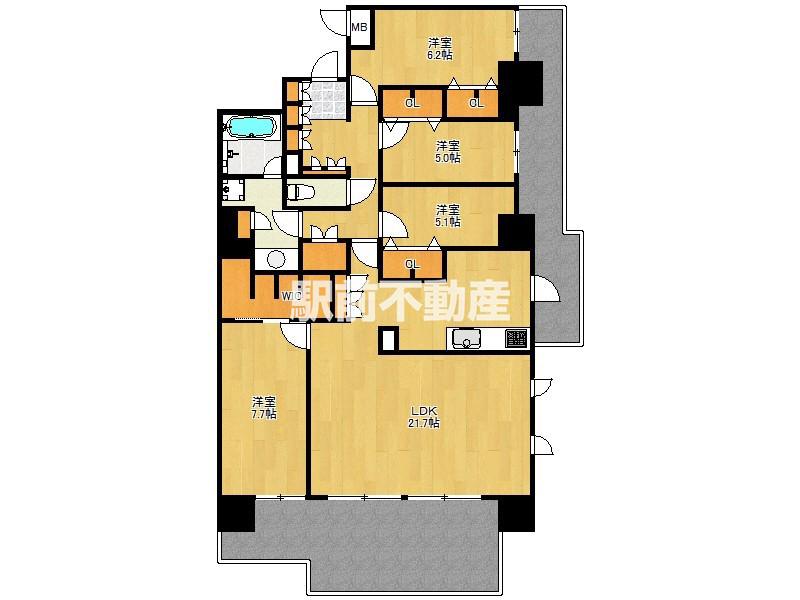 照葉テラスマリナコート2番館(4LDK/13階)の間取り写真