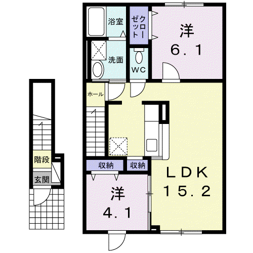 アンジュ 2階(2LDK/2階)の間取り写真