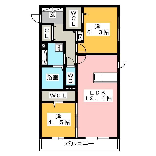 MAISON BONHEUR(2LDK/1階)の間取り写真