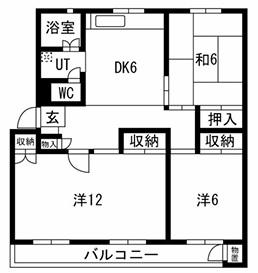 ローレルハイツ姫路田井 東棟(3DK/3階)の間取り写真