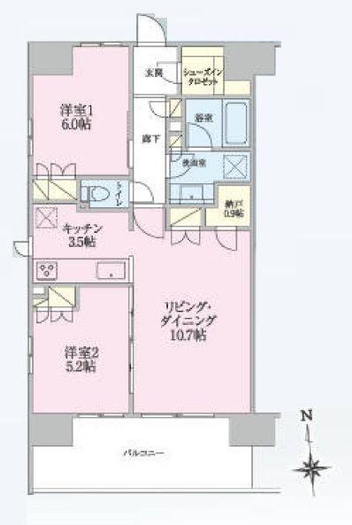 トラープランド翠命館(2LDK/2階)の間取り写真