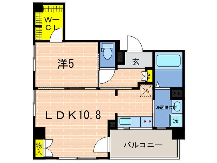 カサベルデみやこ(1LDK/9階)の間取り写真