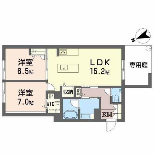 VIP GARDEN(2LDK/1階)の間取り写真