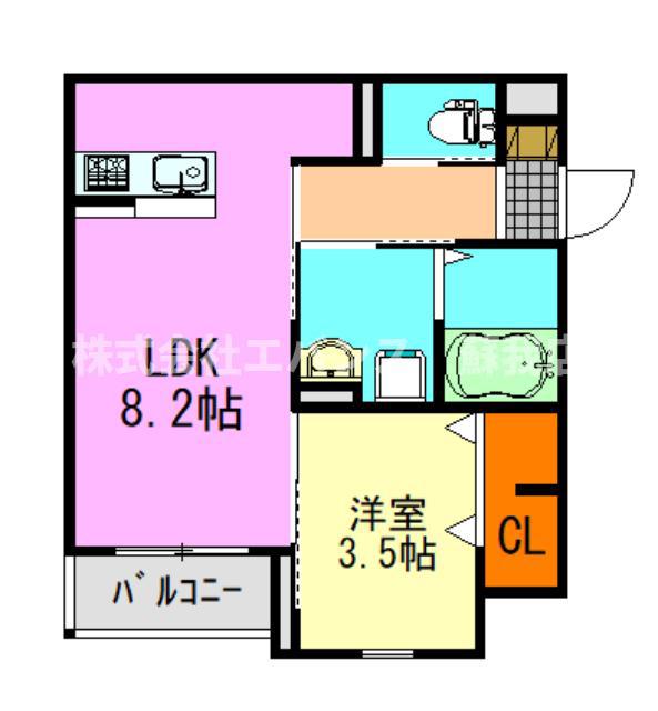 ROBOT HOME 亥鼻II(1LDK/3階)の間取り写真