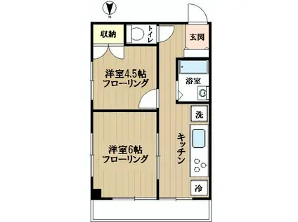 ライオンズマンション笹塚(2K/8階)の間取り写真
