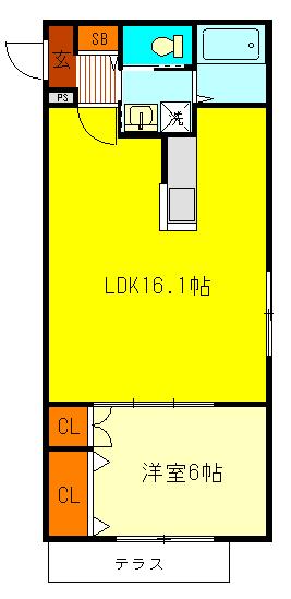 SIDE1(1LDK/1階)の間取り写真