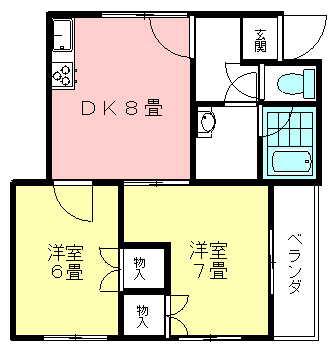 ソレイユ伊東(2DK/1階)の間取り写真