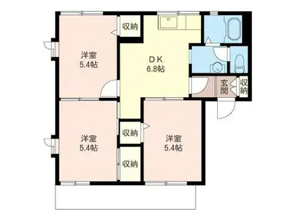 ビクトリアジュネスA(3DK/1階)の間取り写真