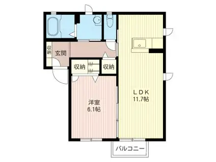 プランドール A(1LDK/2階)の間取り写真