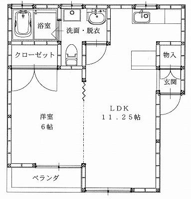 コーポリヴァーサイド(1LDK/2階)の間取り写真
