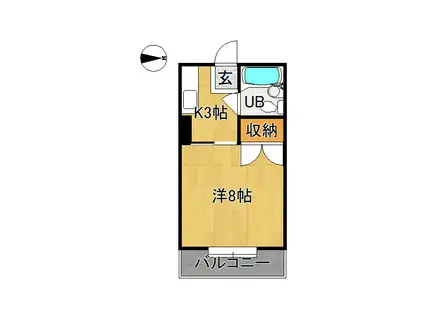 フレール富田(1K/3階)の間取り写真