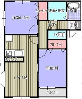 サニーフラットI(2LDK/2階)の間取り写真