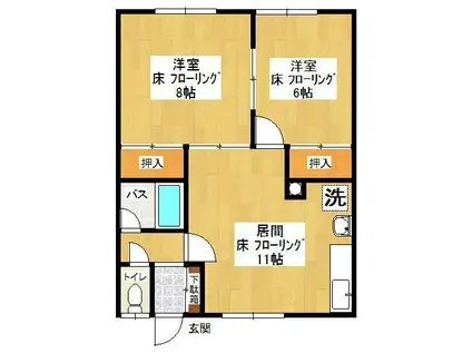 美山第1マンション(2DK/2階)の間取り写真
