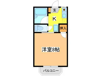 内藤ハイツB(1K/2階)の間取り写真