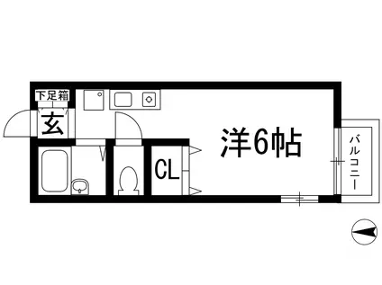 メルベーユ箕面(1K/2階)の間取り写真