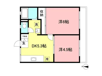 サンリットハイツ(2DK/2階)の間取り写真