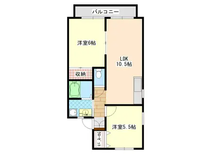 セジュール薬師堂A棟(2LDK/2階)の間取り写真