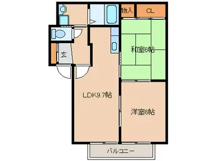 パストラル(2LDK/2階)の間取り写真