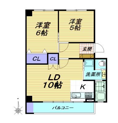 山添マンション(2LDK/3階)の間取り写真