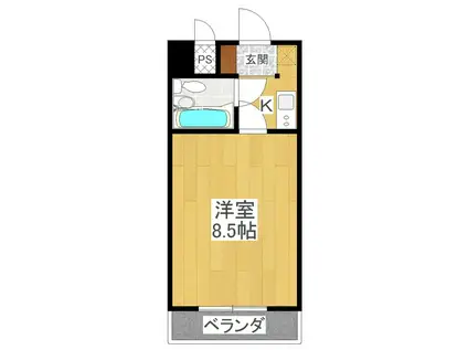 ランドパレス宇都宮平成通(1K/6階)の間取り写真