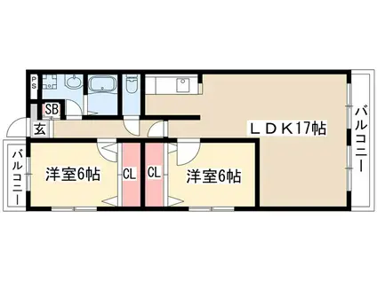 サン・キャッスル岩崎(2LDK/3階)の間取り写真