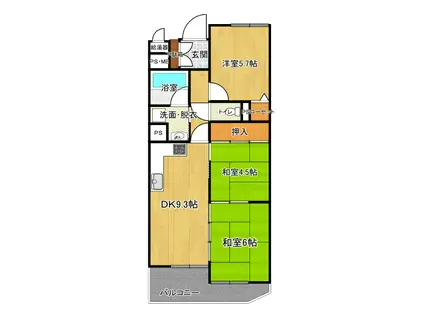 ライオンズマンション十日町(3DK/12階)の間取り写真