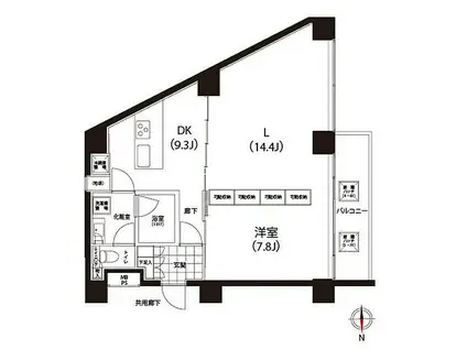 クイズ恵比寿(1LDK/8階)の間取り写真