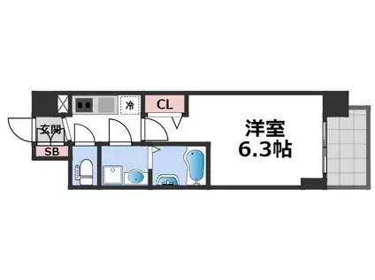 エスリード大阪CENTRAL AVENUE(1K/9階)の間取り写真