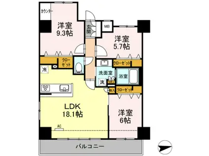 GLANZ KYOEI Ⅵ(3LDK/4階)の間取り写真