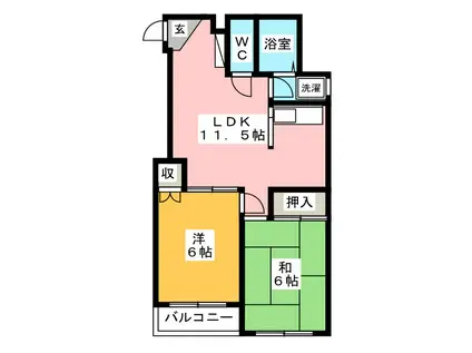 エクセレント松田(2LDK/4階)の間取り写真