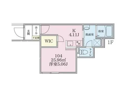 COMFY-25 A棟(ワンルーム/1階)の間取り写真