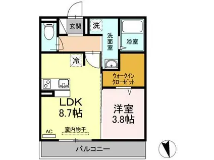 ISOKAZE(1LDK/2階)の間取り写真