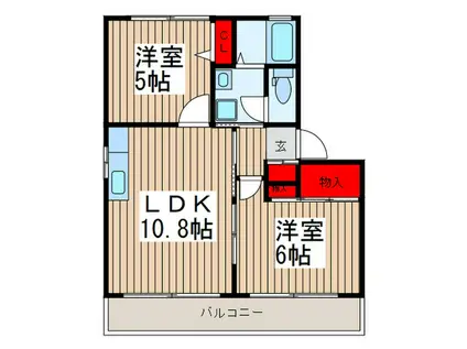 アーバンプレステージ弐番館(2LDK/2階)の間取り写真