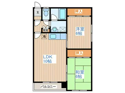 中野マンションA(2LDK/1階)の間取り写真