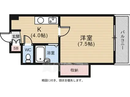 ルミノーソ三篠(1K/5階)の間取り写真
