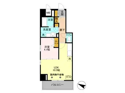 GRAN COURT YONO(1LDK/9階)の間取り写真