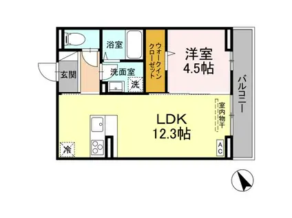 フォース(1LDK/1階)の間取り写真