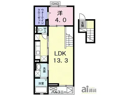 ソレイユ東久留米(1LDK/4階)の間取り写真